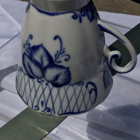 Rare Vtg Russian (USSR) Soviet Antq DULEVO Dapko Blue Floral Porcelain Tea Set - Picture 9 of 16